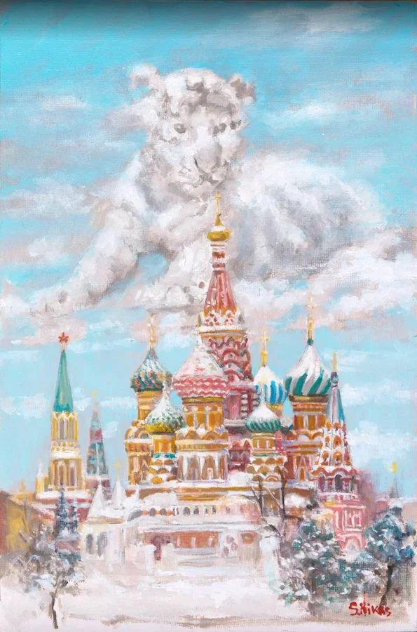 «Зимняя Москва в год Тигра», холст, масло, 30x20